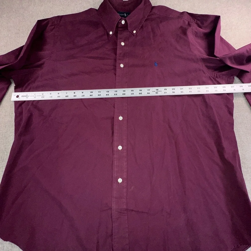 Polo Ralph Lauren Mens Classic Fit Button Down Shirt Burgundy XL Long Sleeve